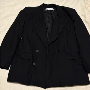 Zara Black Tailored Double-Breasted Blazer